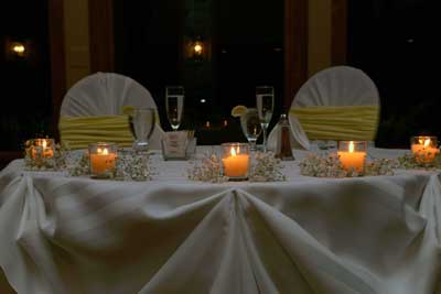 Wedding table decoration with candles