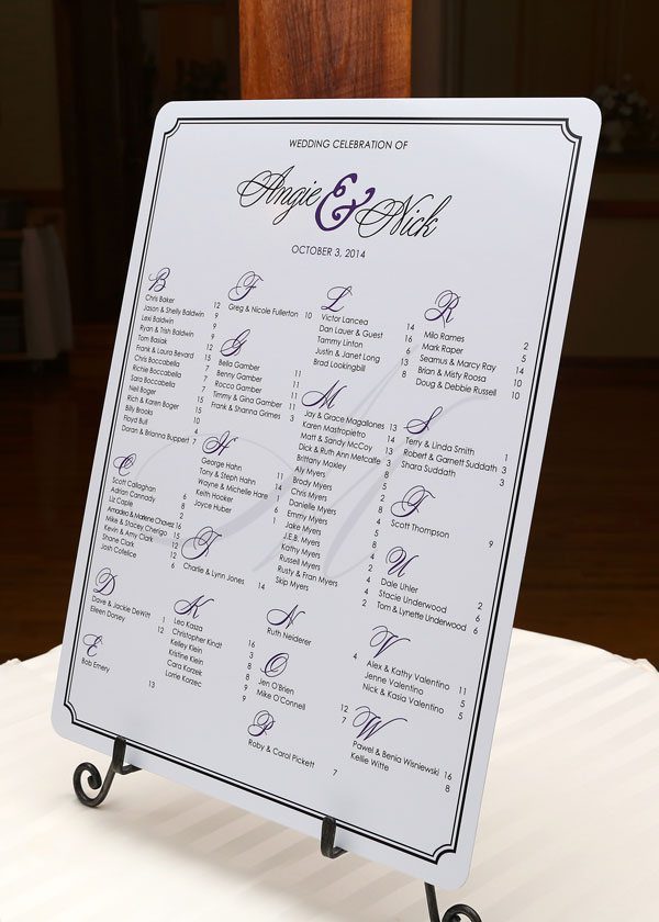 Wedding guest Seating Chart