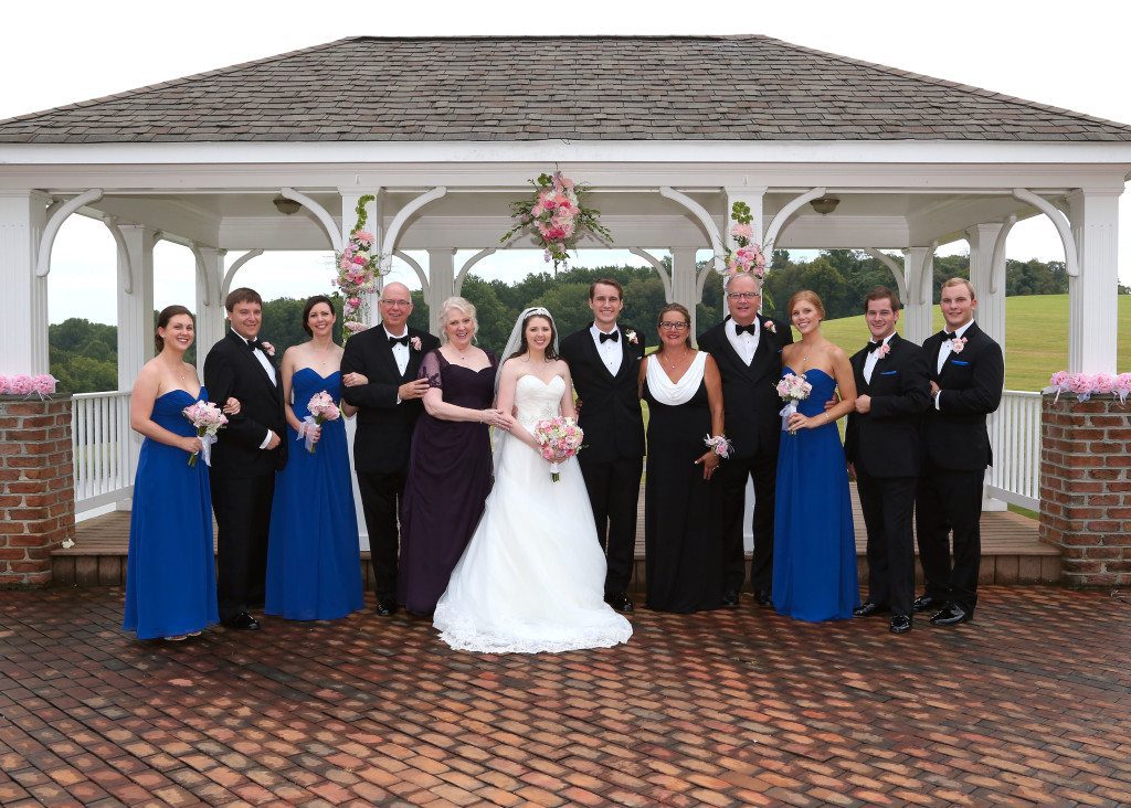 Wedding party in front of pavilion at Morningside Inn wedding venue