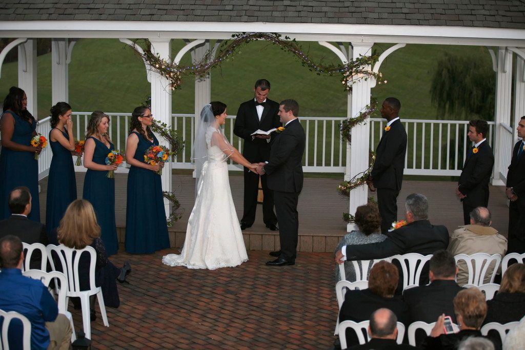 Outdoor Ceremony at Kerry & Jacob's Fall Outdoor Wedding