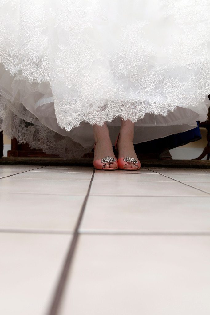 Bride's shoes before wedding ceremony
