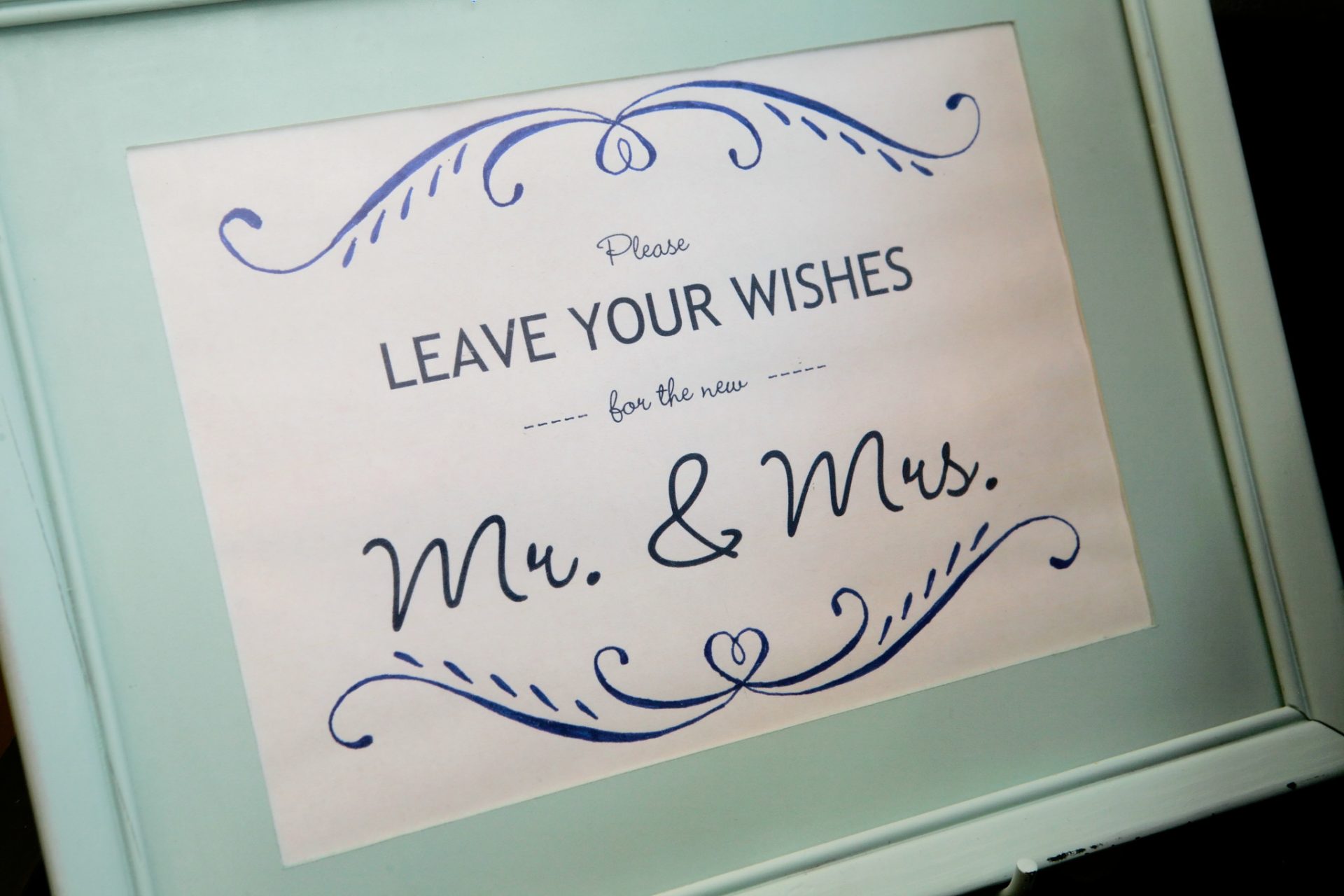 Sign for guests to leave wedding messages for the bride and groom