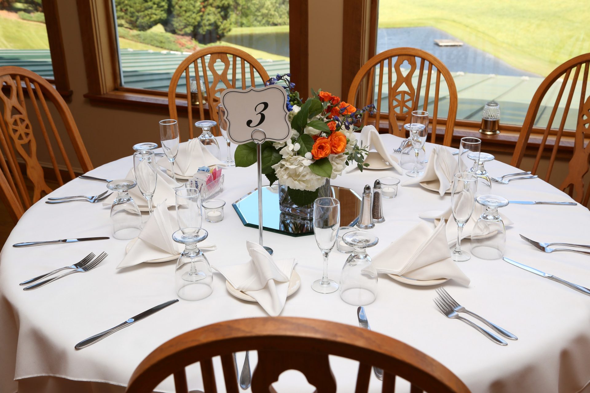 table set for jessica and Travis's outdoor wedding in maryland at morningside inn
