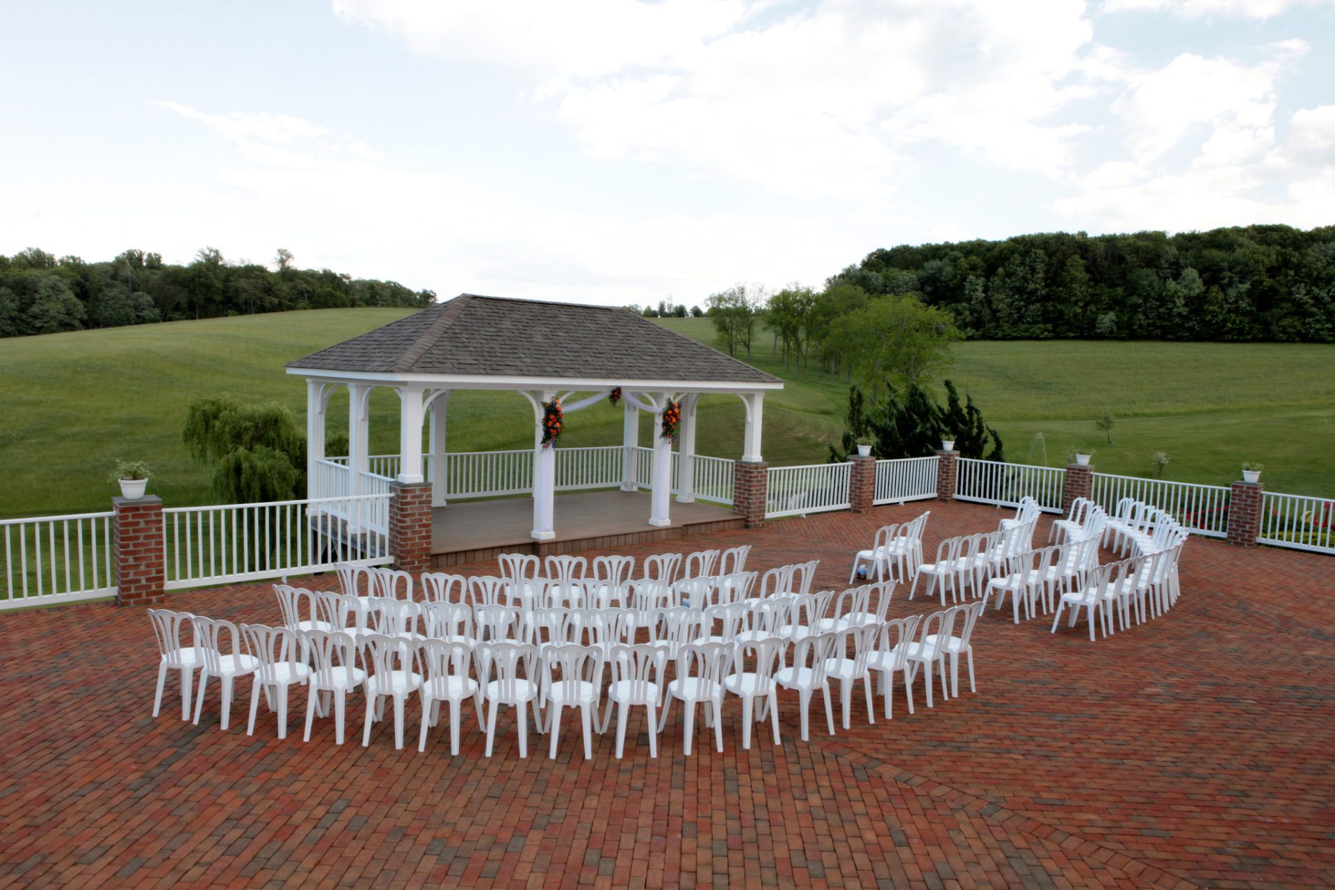Morningside inn outdoor wedding near baltimore pavilion Outdoor wedding ceremony at Morningside Inn is completely private with zero road noise.
