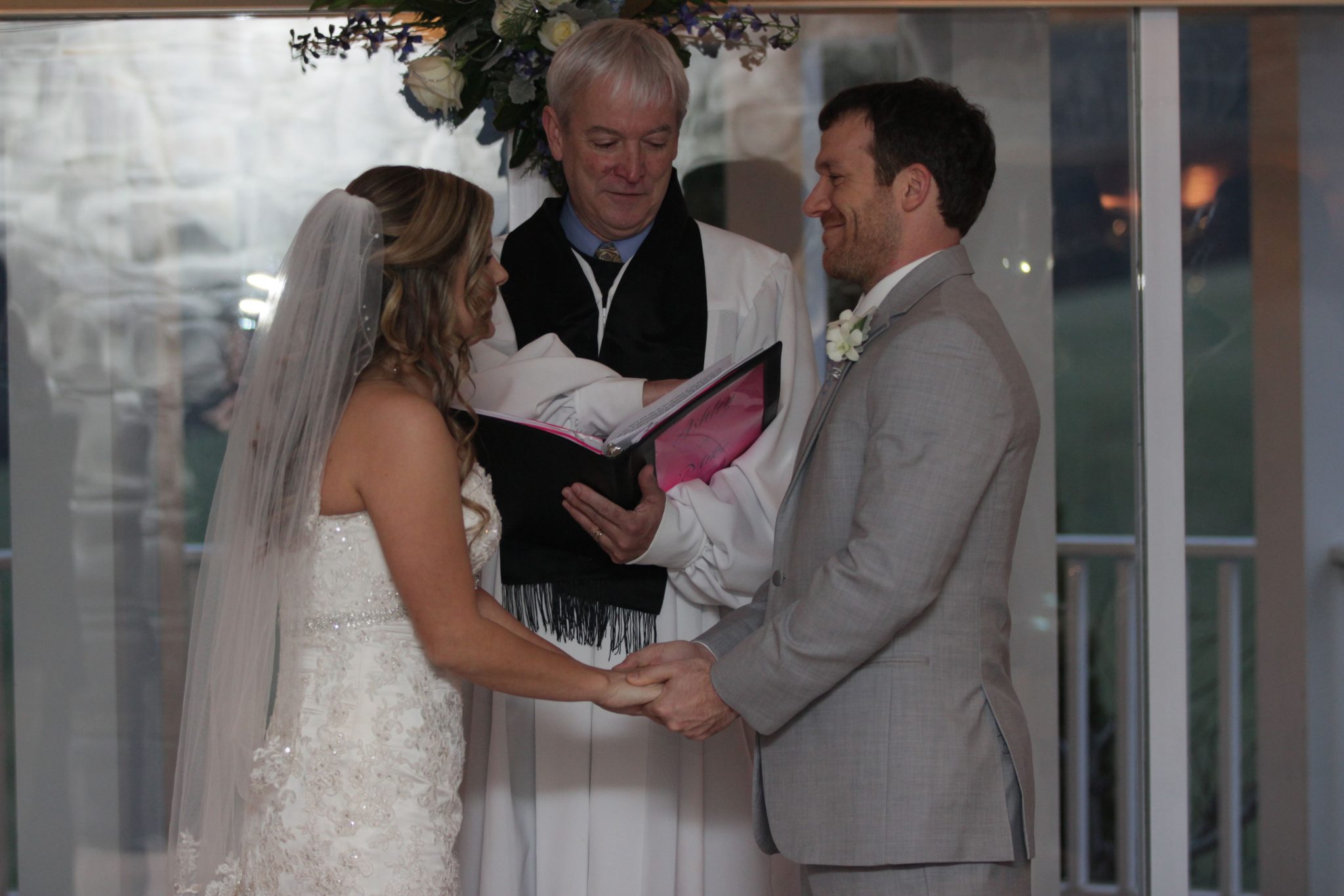 Vows during indoor wedding ceremony in Frederick MD