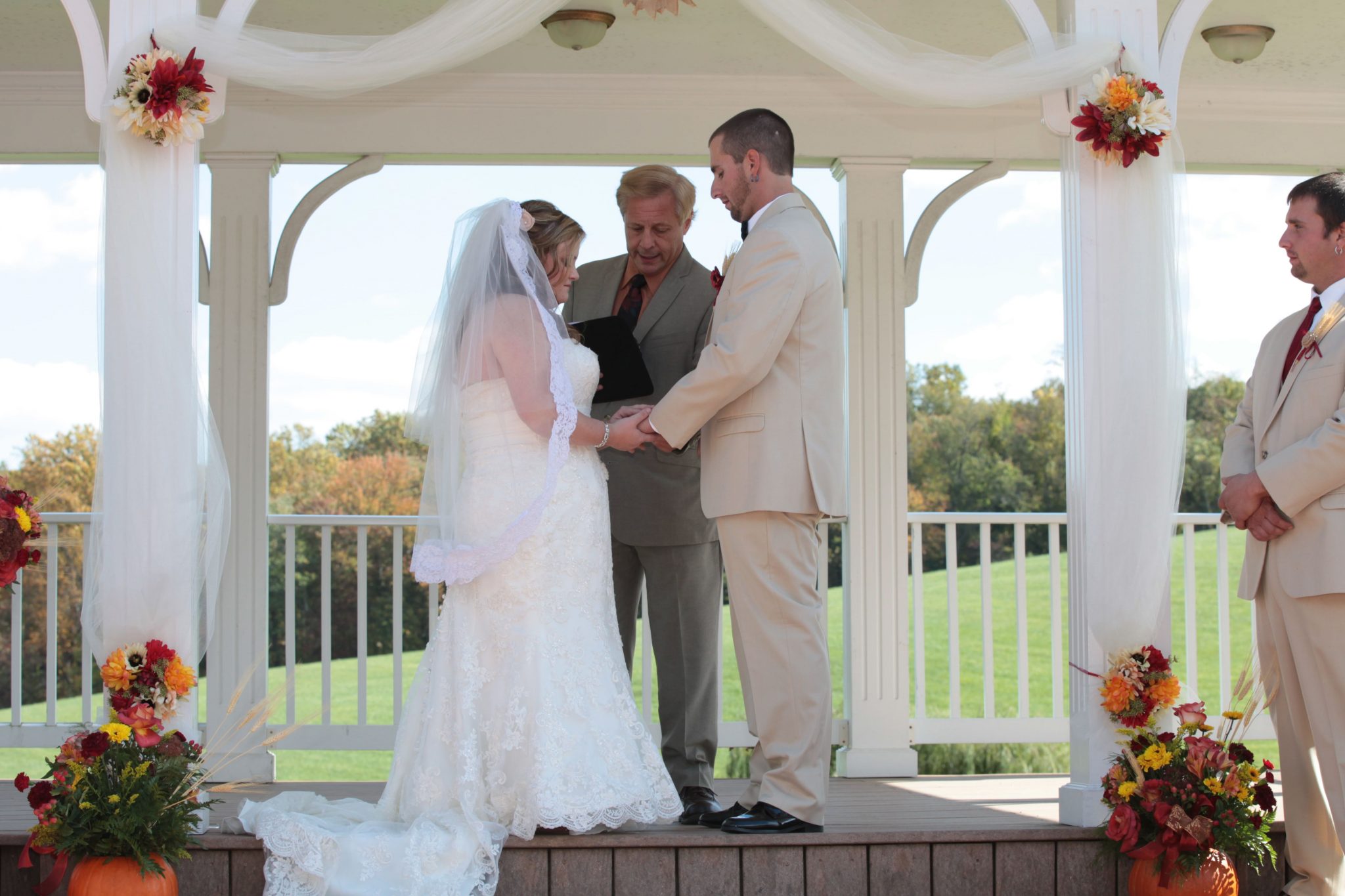 Outdoor pavilion is provides a wonderful view as well as breeze for outdoor weddings