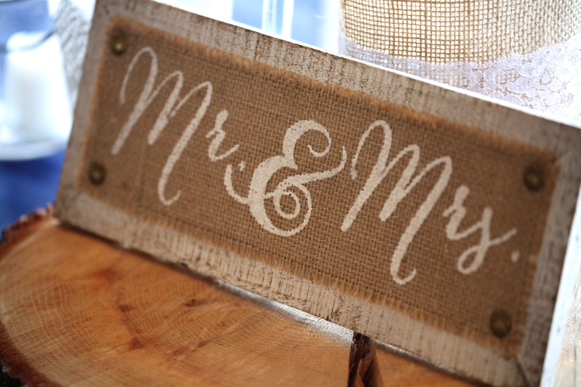 Wedding decoration wood MR. and MRS sign