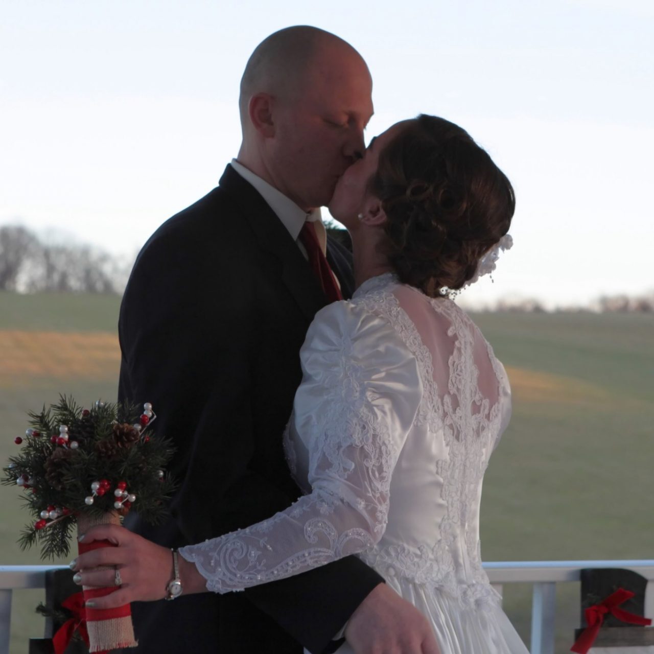 Danielle and Mathew's winter wedding outside kisss Winter wedding venue in Frederick Maryland